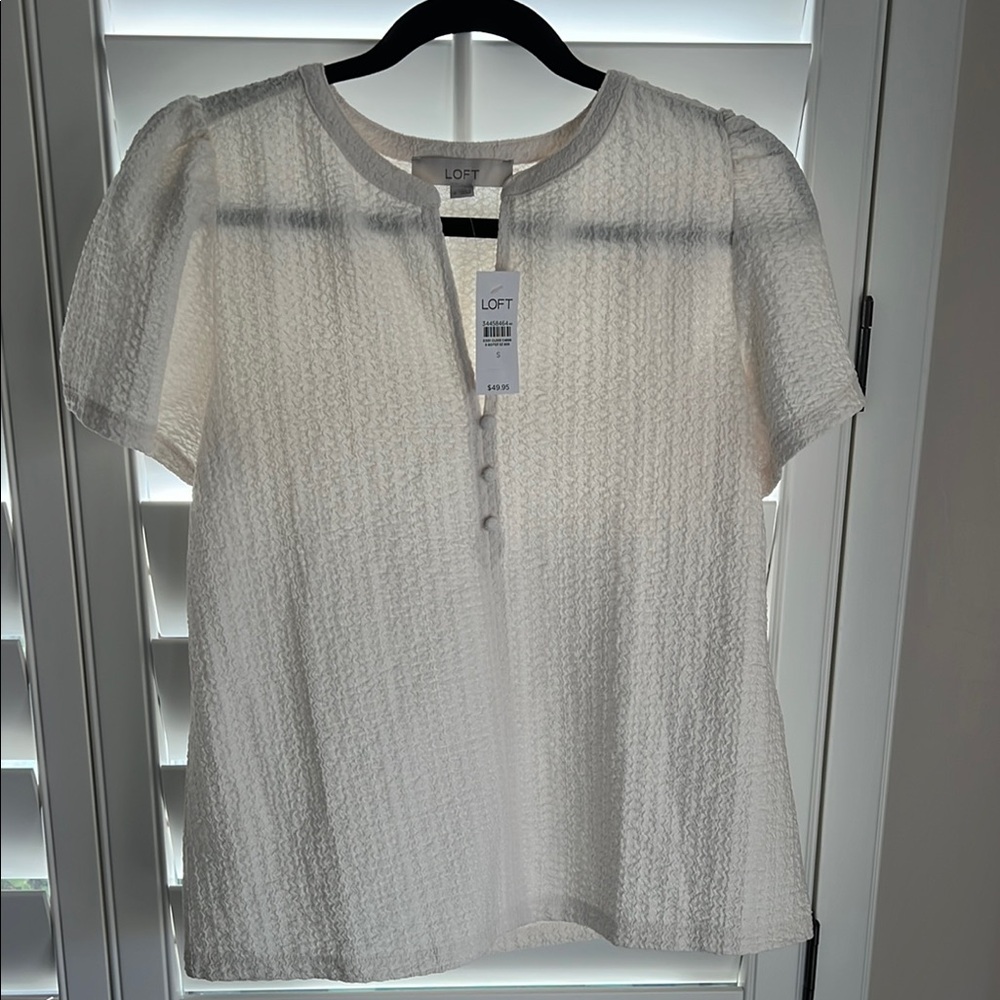 LOFT Women's White Textured Top
